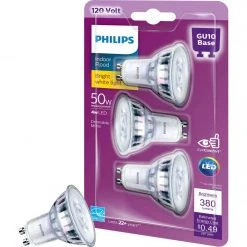 Philips 50W Equivalent Bright White MR16 GU10 Base LED Floodlight Light Bulb (3-Pack)