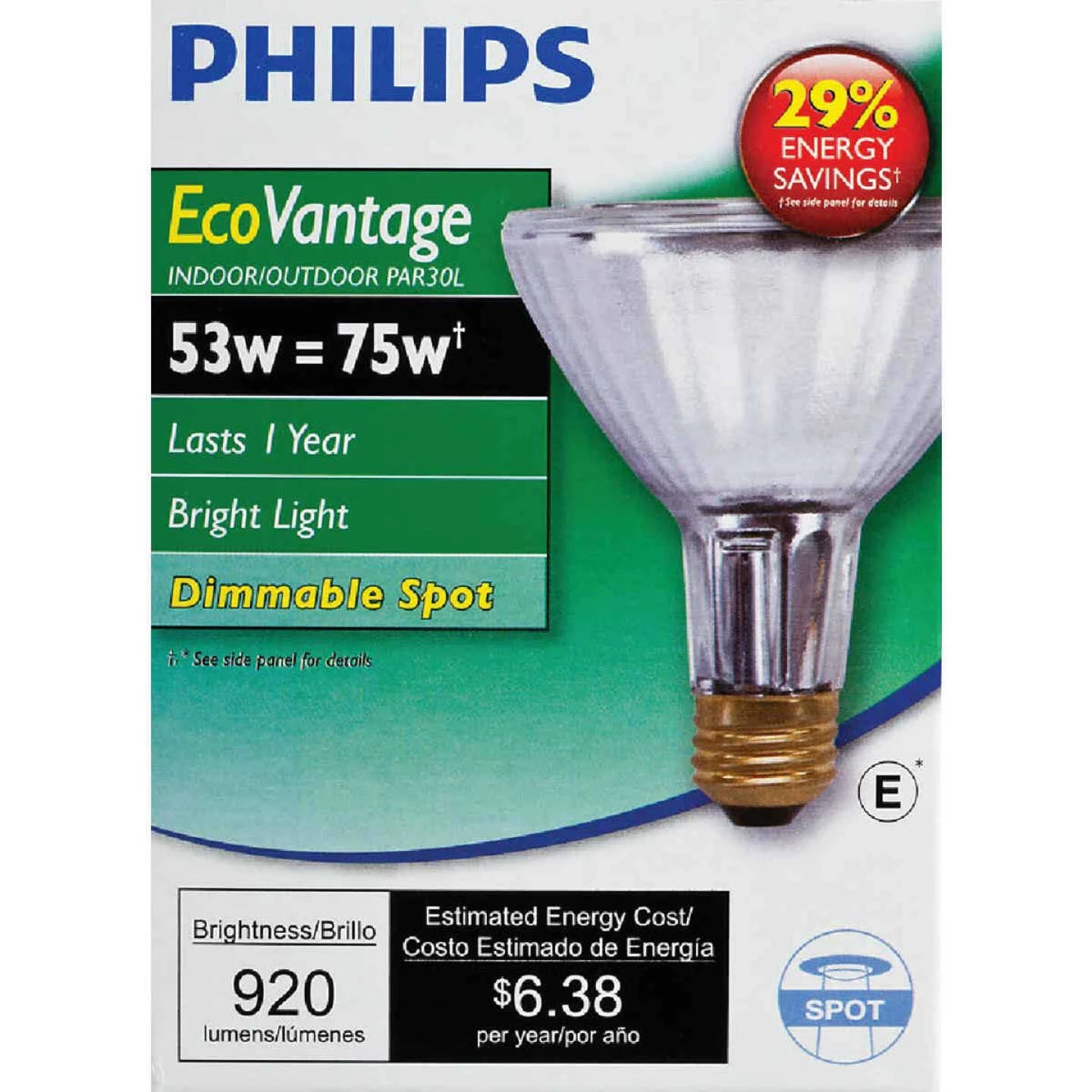 Philips EcoVantage 75W Equivalent Clear Medium Base PAR30L Halogen Spotlight Light Bulb 4 Philips EcoVantage 75W Equivalent Clear Medium Base PAR30L Halogen Spotlight Light Bulb - Image 2