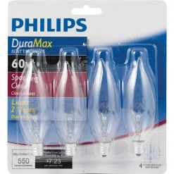 Philips DuraMax 60W Clear Candelabra BA9 Incandescent Bent Tip Light Bulb (4-Pack) 6 Philips DuraMax 60W Clear Candelabra BA9 Incandescent Bent Tip Light Bulb (4-Pack) -Philips Sales 2024 ItemImage 501651 q5w7vo 8my2vs 3ppkb5