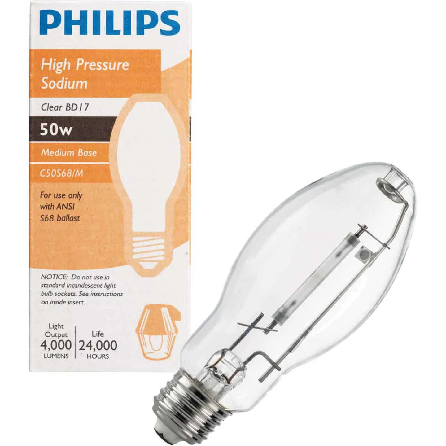 Philips 50W Clear BD17 Medium High-Pressure Sodium High-Intensity Light Bulb 3 Philips 50W Clear BD17 Medium High-Pressure Sodium High-Intensity Light Bulb