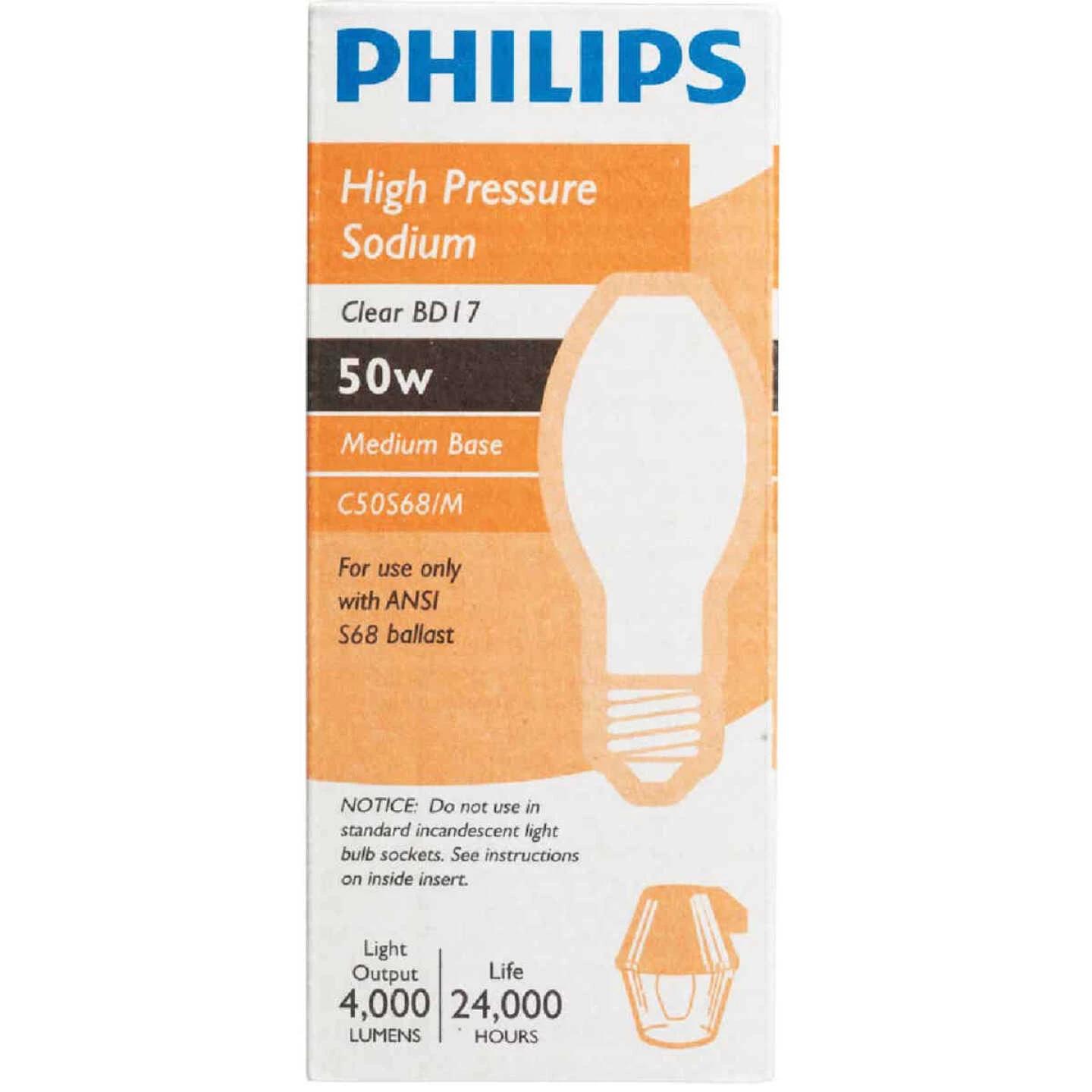 Philips 50W Clear BD17 Medium High-Pressure Sodium High-Intensity Light Bulb 4 Philips 50W Clear BD17 Medium High-Pressure Sodium High-Intensity Light Bulb - Image 2