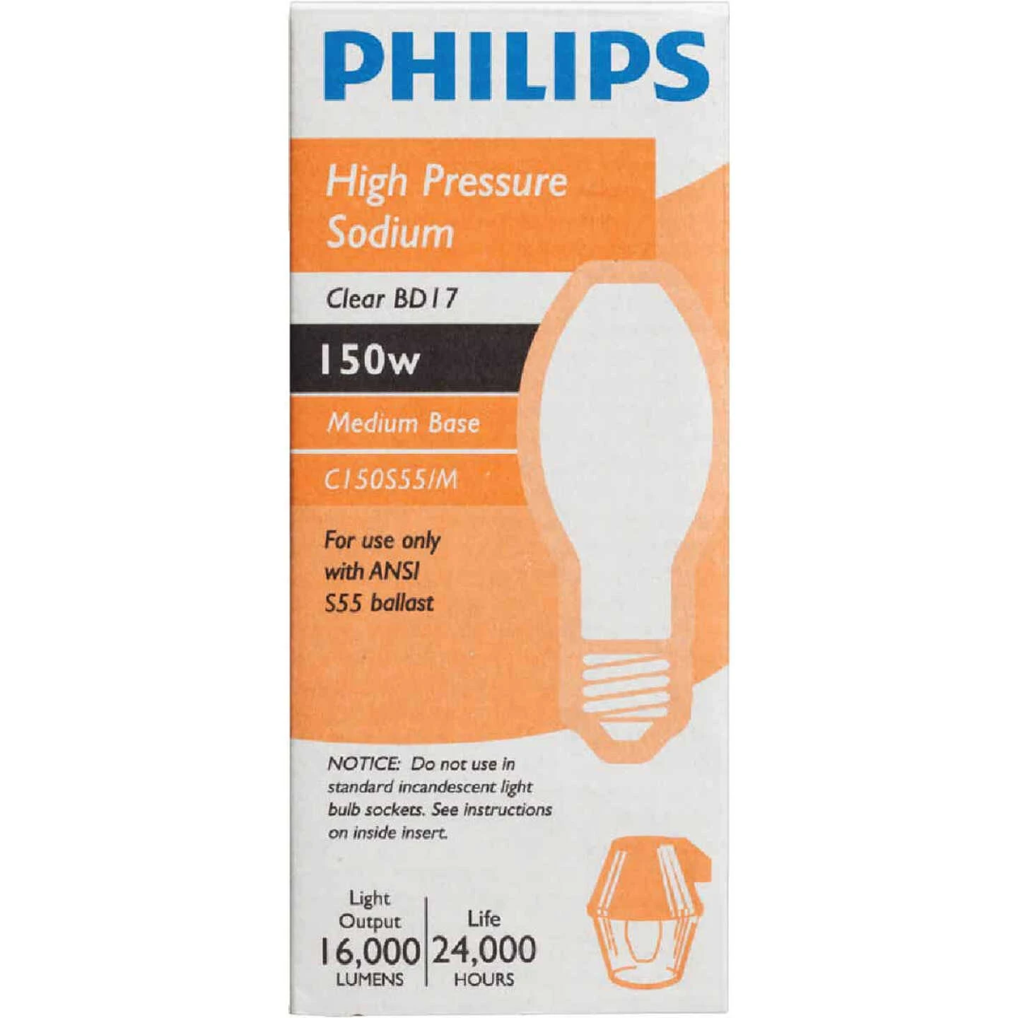 Philips 150W Clear BD17 Medium High-Pressure Sodium High-Intensity Light Bulb 4 Philips 150W Clear BD17 Medium High-Pressure Sodium High-Intensity Light Bulb - Image 2