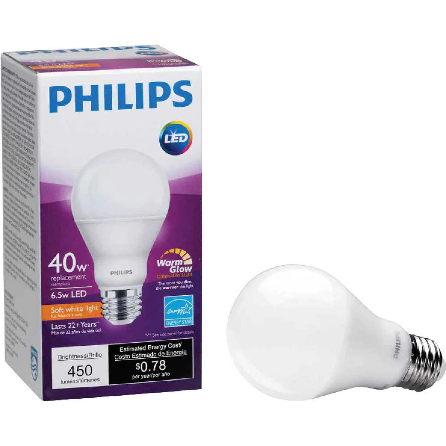 Philips Warm Glow 40W Equivalent Soft White A19 Medium Dimmable LED Light Bulb 3 Philips Warm Glow 40W Equivalent Soft White A19 Medium Dimmable LED Light Bulb