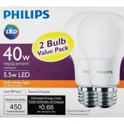 Philips 40W Equivalent Soft White A19 Medium LED Light Bulb (2-Pack) -Philips Sales 2024 ItemImage 501770 q5w80w dkccqw 56kevl