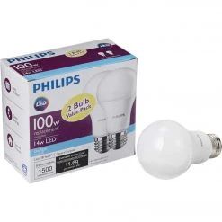 Philips 100W Equivalent Daylight A21 Medium LED Light Bulb (2-Pack)