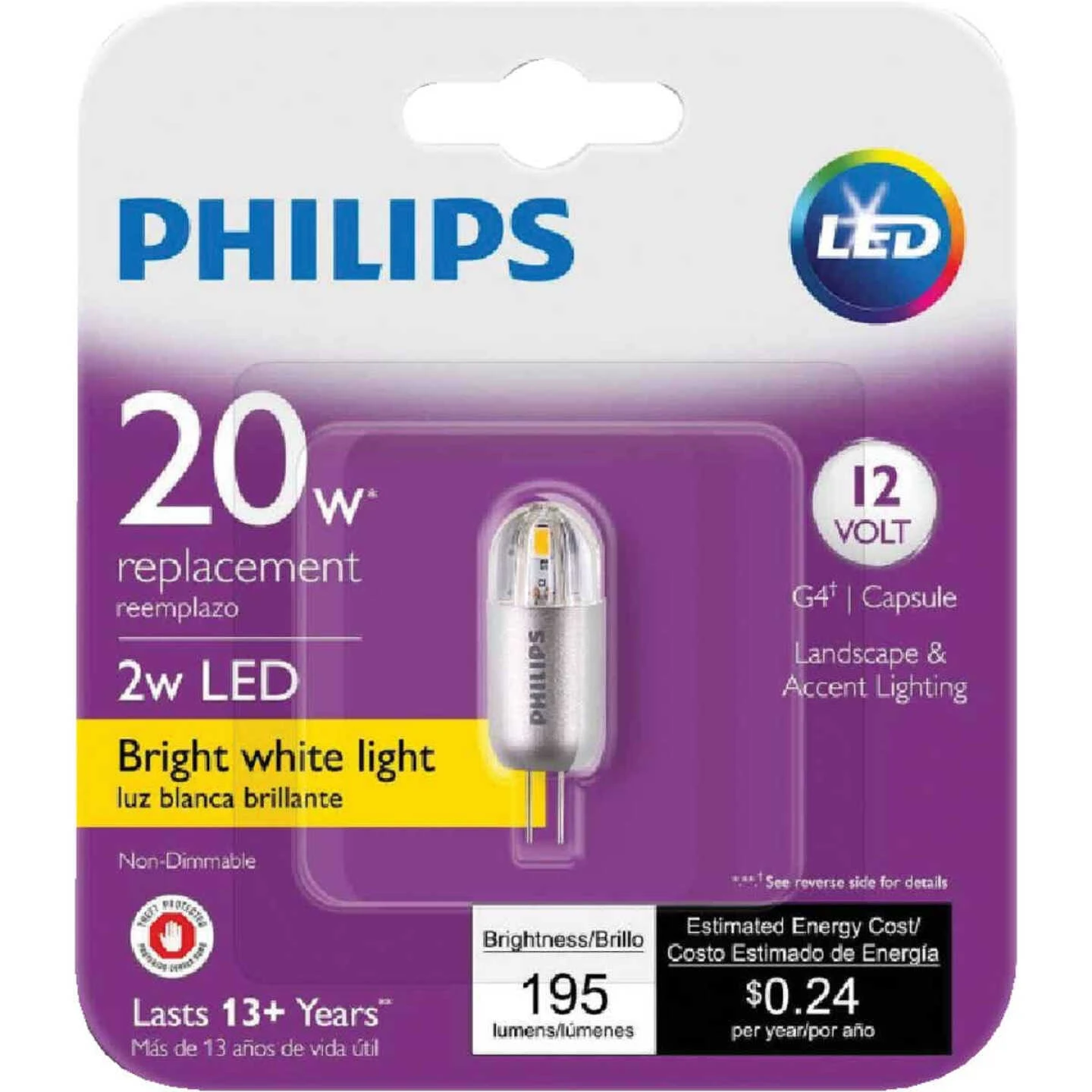 Philips 2W Clear T3 Bi-Pin LED Landscape Low Voltage Light Bulb 3 Philips 2W Clear T3 Bi-Pin LED Landscape Low Voltage Light Bulb - Image 2