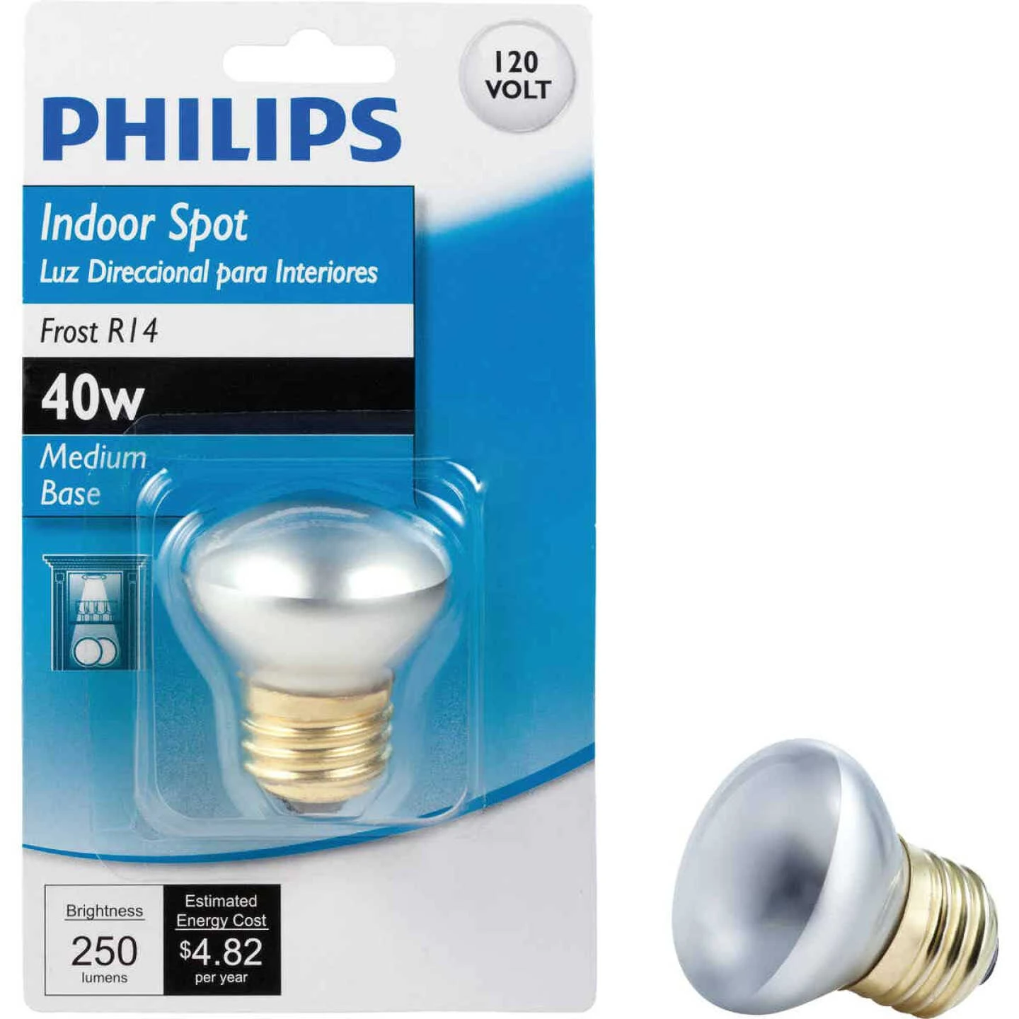 Philips 50W Equivalent Frosted Medium Base R14 Halogen Spotlight Light Bulb 3 Philips 50W Equivalent Frosted Medium Base R14 Halogen Spotlight Light Bulb