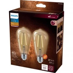 Philips Vintage 40W Equivalent Amber ST19 Medium LED Decorative Light Bulb (2-Pack) -Philips Sales 2024 ItemImage 506408 3f6shj4rwc4qqj794hmrwx5