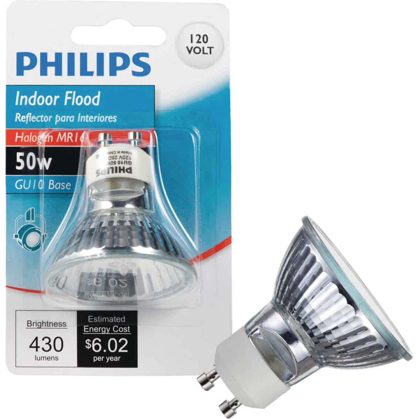 Philips 60W Equivalent Clear GU10 Base MR16 Halogen Floodlight Light Bulb 3 Philips 60W Equivalent Clear GU10 Base MR16 Halogen Floodlight Light Bulb