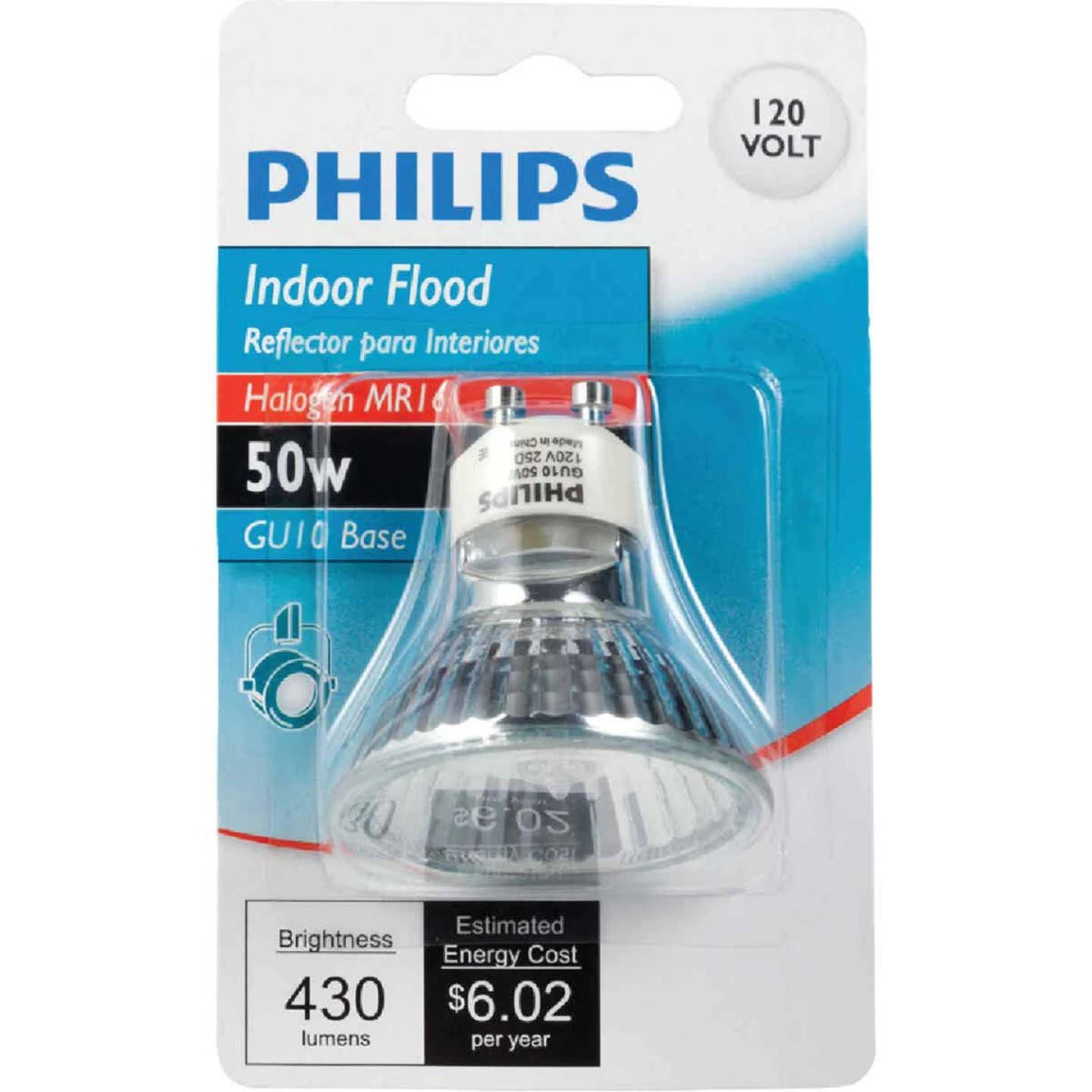 Philips 60W Equivalent Clear GU10 Base MR16 Halogen Floodlight Light Bulb 4 Philips 60W Equivalent Clear GU10 Base MR16 Halogen Floodlight Light Bulb - Image 2