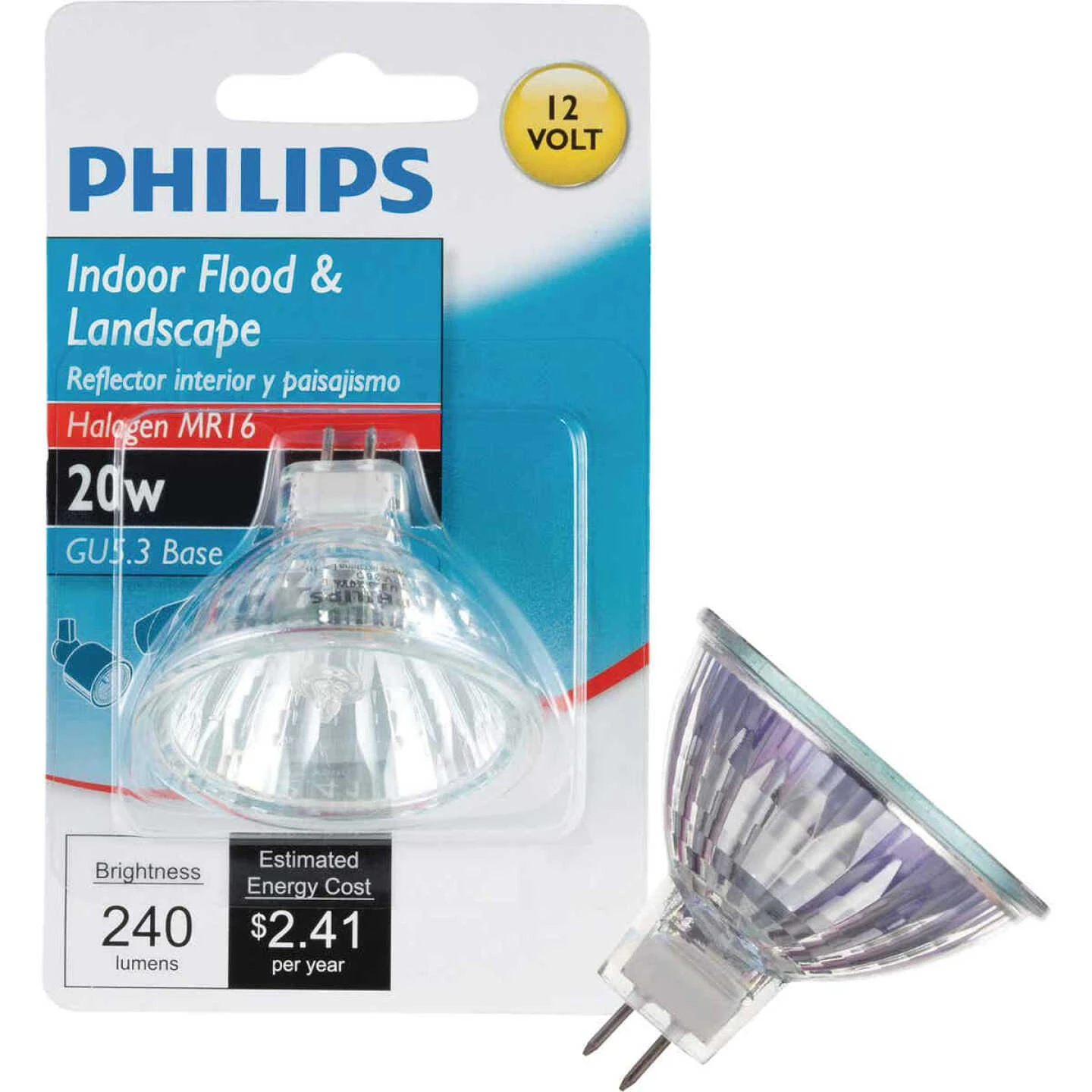 Philips 35W Equivalent Clear GU5.3 Base MR16 Halogen Floodlight Light Bulb 3 Philips 35W Equivalent Clear GU5.3 Base MR16 Halogen Floodlight Light Bulb