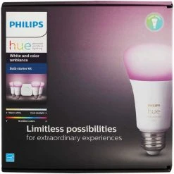 Philips Hue White & Color Ambiance 60W Equivalent Medium A19 Dimmable LED Light Bulb Bluetooth Starter Kit -Philips Sales 2024 ItemImage 509877 q5uljo c073bc 6toqwp