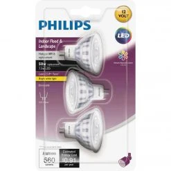 Philips Classic Glass 50W Equivalent Bright White MR16 GU5.3 LED Floodlight Light Bulb (3-Pack)