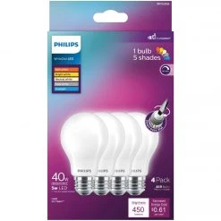 Philips WhiteDial 40W Equivalent Multi CCT A19 Medium LED Light Bulb (4-Pack) 8 Philips WhiteDial 40W Equivalent Multi CCT A19 Medium LED Light Bulb (4-Pack) -Philips Sales 2024 ItemImage 514338 n5xg7vm8hrntvwfjtc5njrv