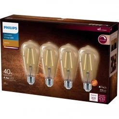 Philips Vintage 40W Equivalent Amber ST19 Medium LED Decorative Light Bulb (4-Pack) -Philips Sales 2024 ItemImage 516832 sv65tvtvpw35wccrr6v8bv