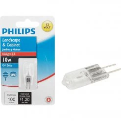 Philips 10W 12V Clear G4 Base T3 Halogen Landscape & Cabinet Light Bulb