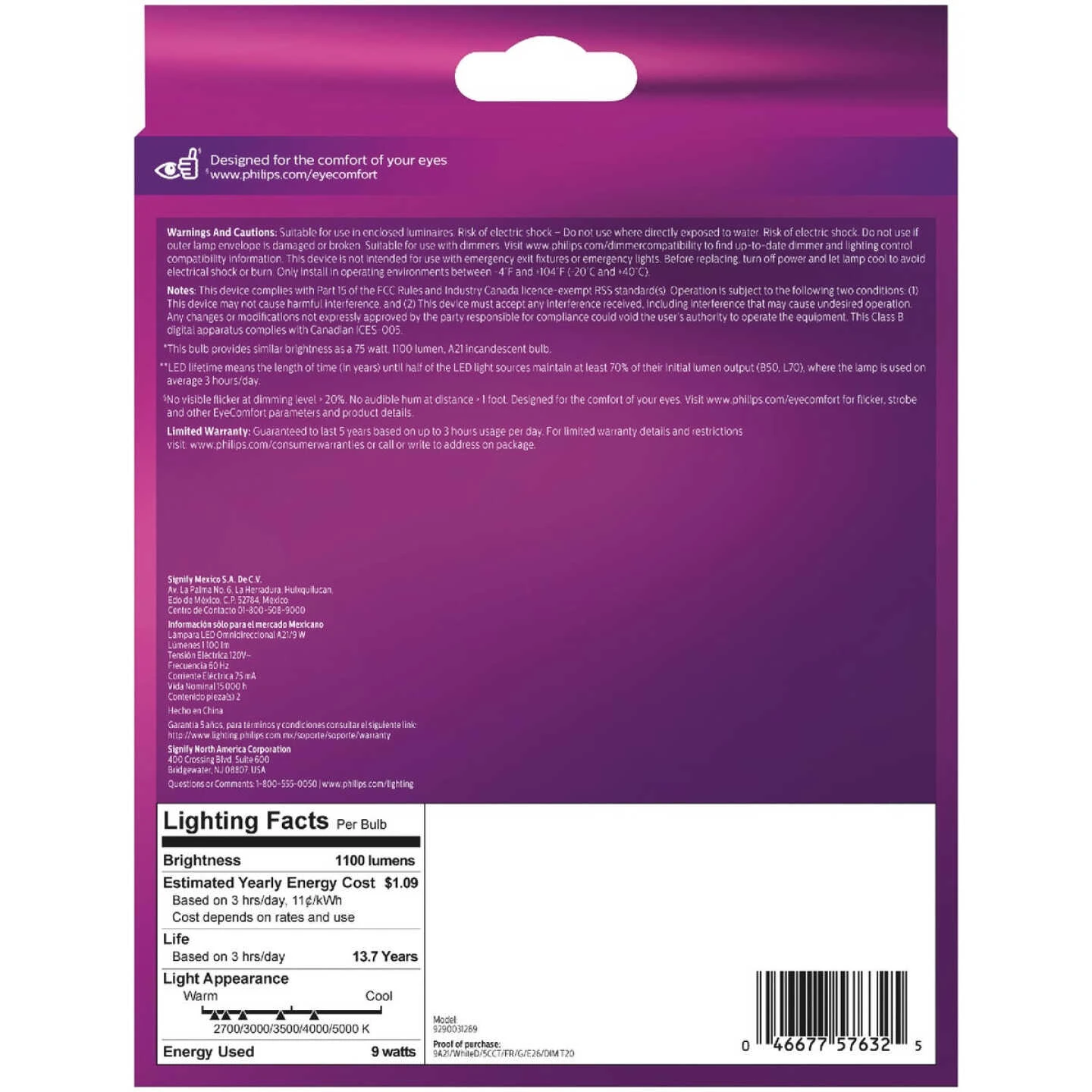 Philips WhiteDial 75W Equivalent Multi CCT A21 Medium LED Light Bulb (2-Pack) 7 Philips WhiteDial 75W Equivalent Multi CCT A21 Medium LED Light Bulb (2-Pack) - Image 5