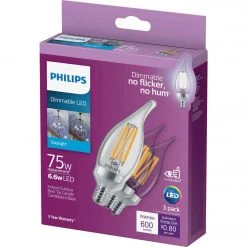 Philips 75W Equivalent Daylight BA11 Candelabra Dimmable LED Light Bulb (3-Pack) 8 Philips 75W Equivalent Daylight BA11 Candelabra Dimmable LED Light Bulb (3-Pack) -Philips Sales 2024 ItemImage 527248 q5wc0i 87l15s ggiasa