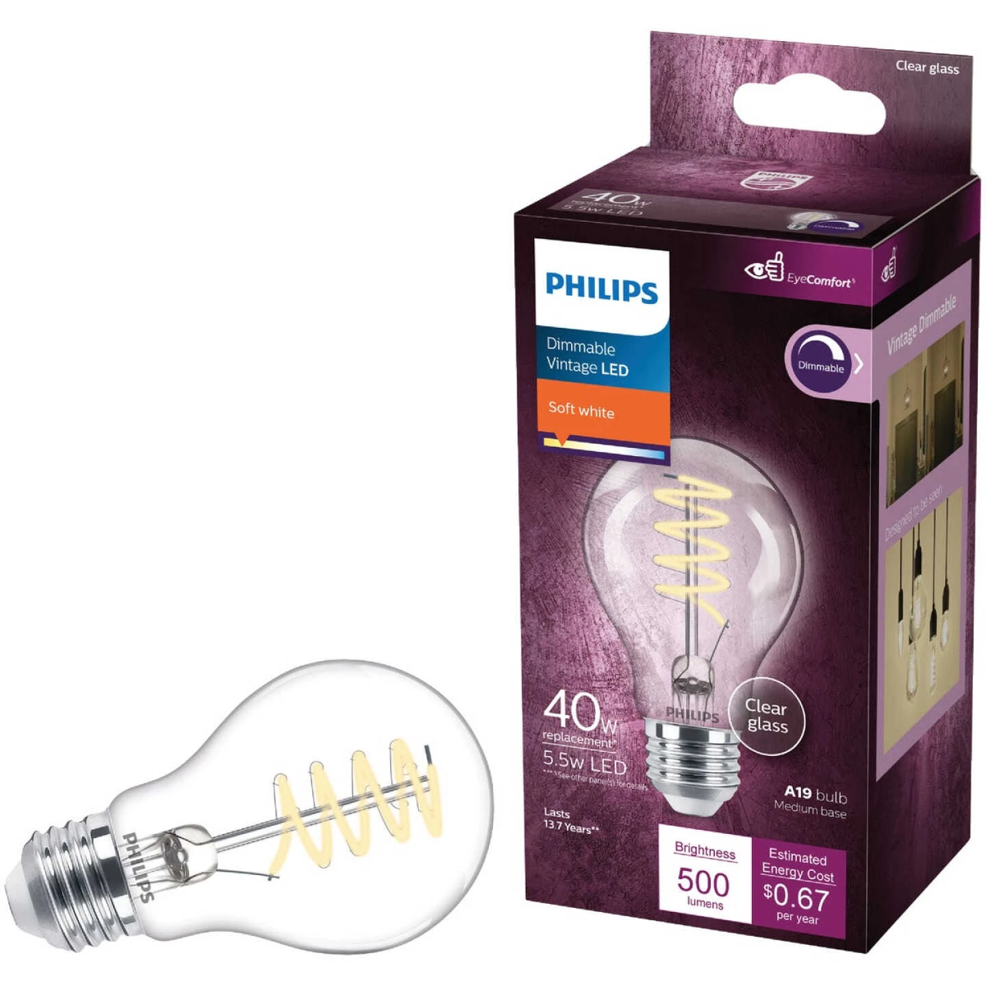 Philips EyeComfort 40W Equivalent Soft White A19 Medium LED Light Bulb 3 Philips EyeComfort 40W Equivalent Soft White A19 Medium LED Light Bulb