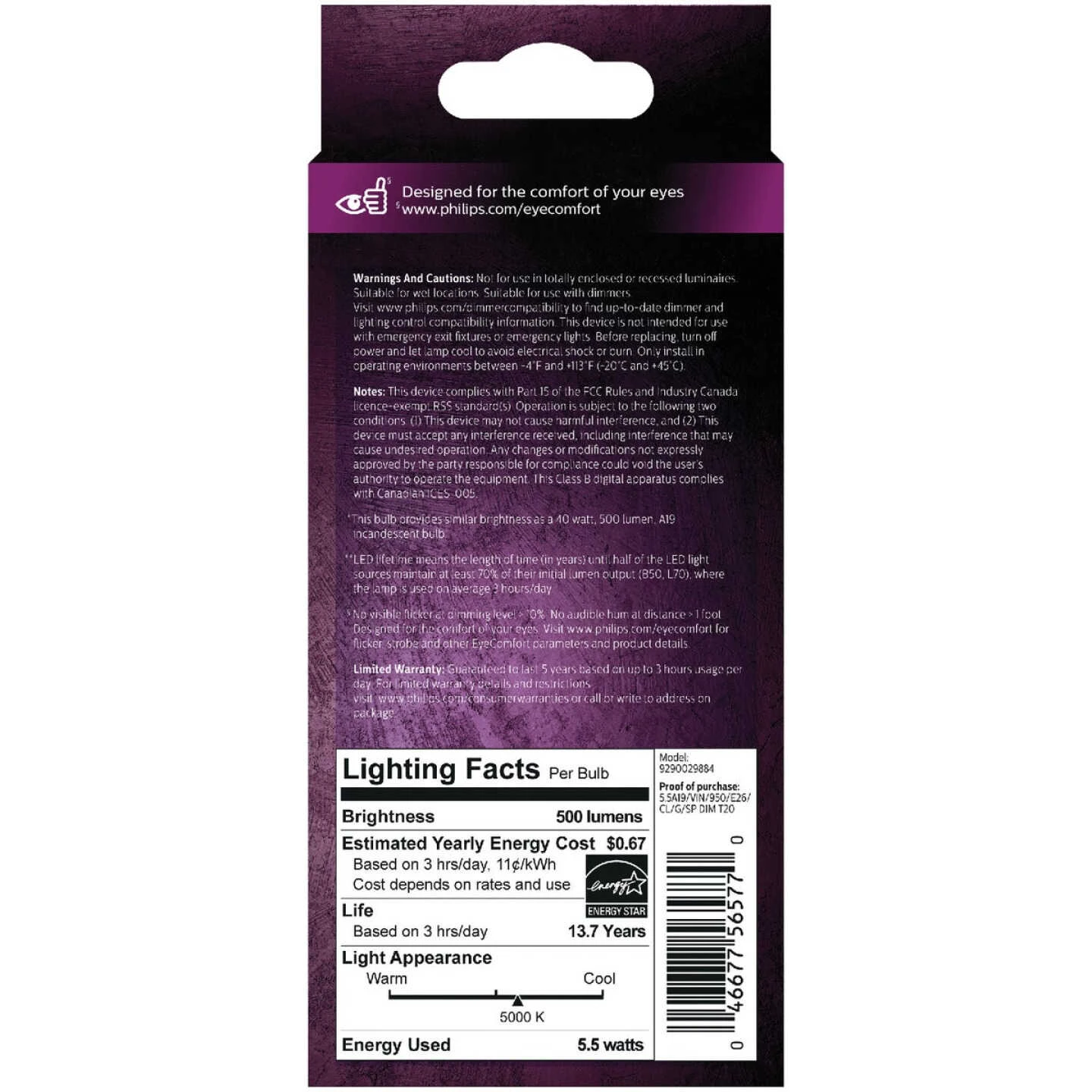Philips EyeComfort 40W Equivalent Soft White A19 Medium LED Light Bulb 7 Philips EyeComfort 40W Equivalent Soft White A19 Medium LED Light Bulb - Image 5