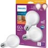 Philips Warm Glow 60W Equivalent Soft White G25 Medium Frosted Dimmable LED Decorative Globe Light Bulb (2-Pack) -Philips Sales 2024 ItemImage 530665 q5wcbq 70r3wg 3tgrjm