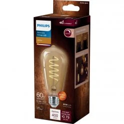 Philips Vintage 60W Equivalent Amber ST19 Medium LED Decorative Light Bulb -Philips Sales 2024 ItemImage 533917 kbf5pjwg8jmrjs9zjs5pt3xj