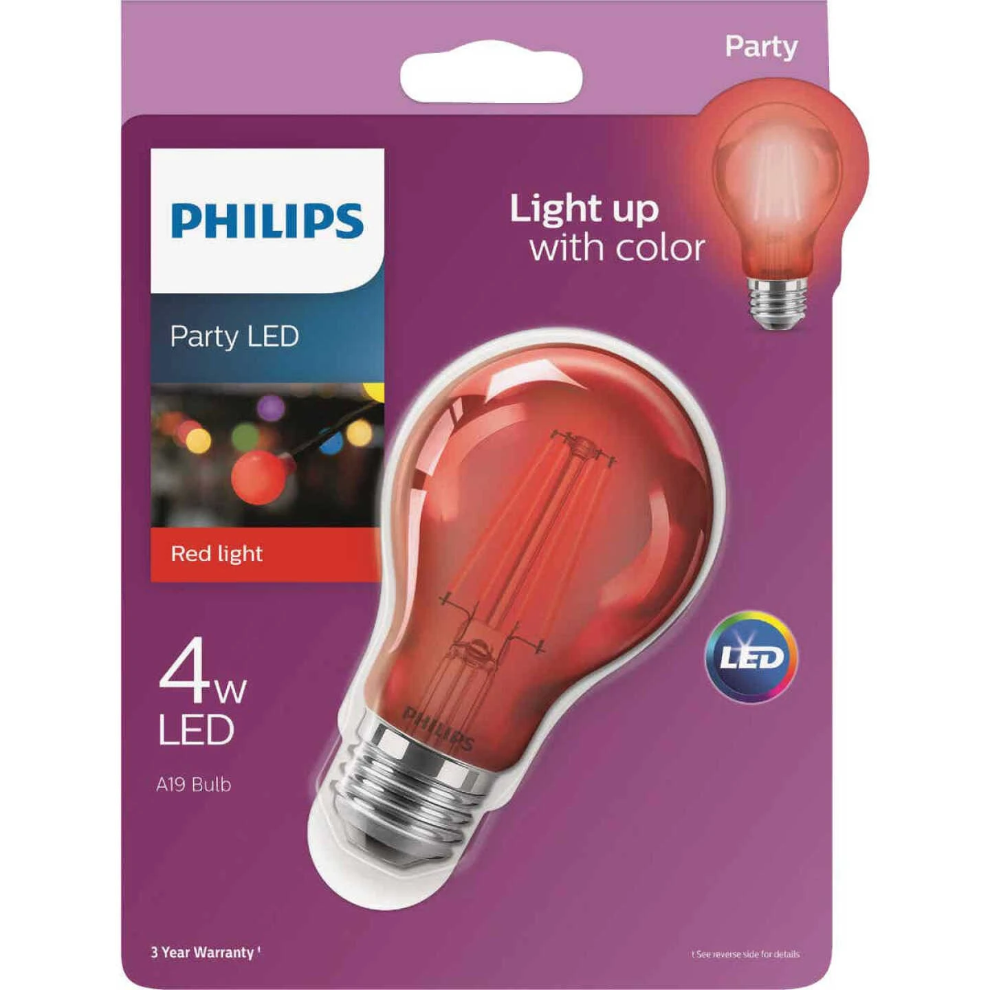 Philips Red A19 Medium 4W Indoor/Outdoor LED Decorative Party Light Bulb 3 Philips Red A19 Medium 4W Indoor/Outdoor LED Decorative Party Light Bulb