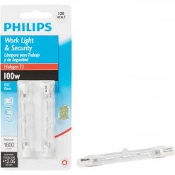 Philips 100W 120V Clear R7S Base T3 Halogen Work & Security Lighting Light Bulb (2-Pack)