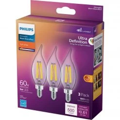 Philips Ultra Definition 60W Equivalent Soft White BA11 Candelabra LED Decorative Light Bulb (3-Pack) -Philips Sales 2024 ItemImage 537801 28qn9zx3r9whqxgs2pvztn77