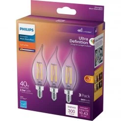 Philips Ultra Definition 40W Equivalent Soft White BA11 Candelabra LED Decorative Light Bulb (3-Pack) -Philips Sales 2024 ItemImage 537891 rbrfqcmmfmtzfg5hsp8nn