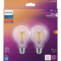 Philips Ultra Definition 60W Equivalent Soft White G25 Medium LED Decorative Light Bulb (2-Pack) -Philips Sales 2024 ItemImage 541300 j62p8qmrtk326rj5gfvzb4