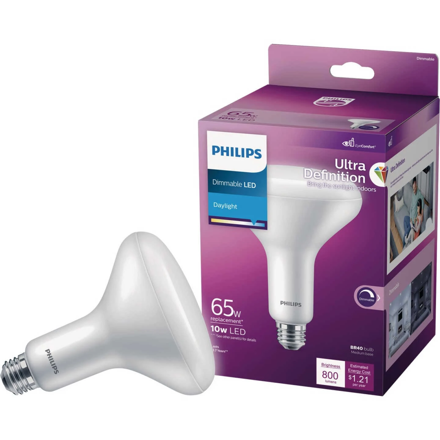 Philips Ultra Definition 65W Equivalent Soft White BR40 Medium Dimmable LED Floodlight Light Bulb 3 Philips Ultra Definition 65W Equivalent Soft White BR40 Medium Dimmable LED Floodlight Light Bulb