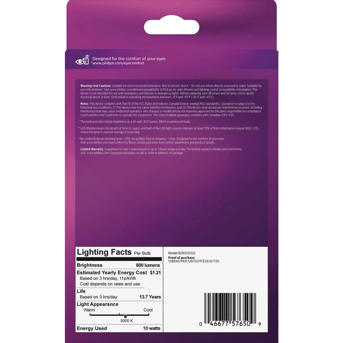 Philips Ultra Definition 65W Equivalent Soft White BR40 Medium Dimmable LED Floodlight Light Bulb 7 Philips Ultra Definition 65W Equivalent Soft White BR40 Medium Dimmable LED Floodlight Light Bulb - Image 5