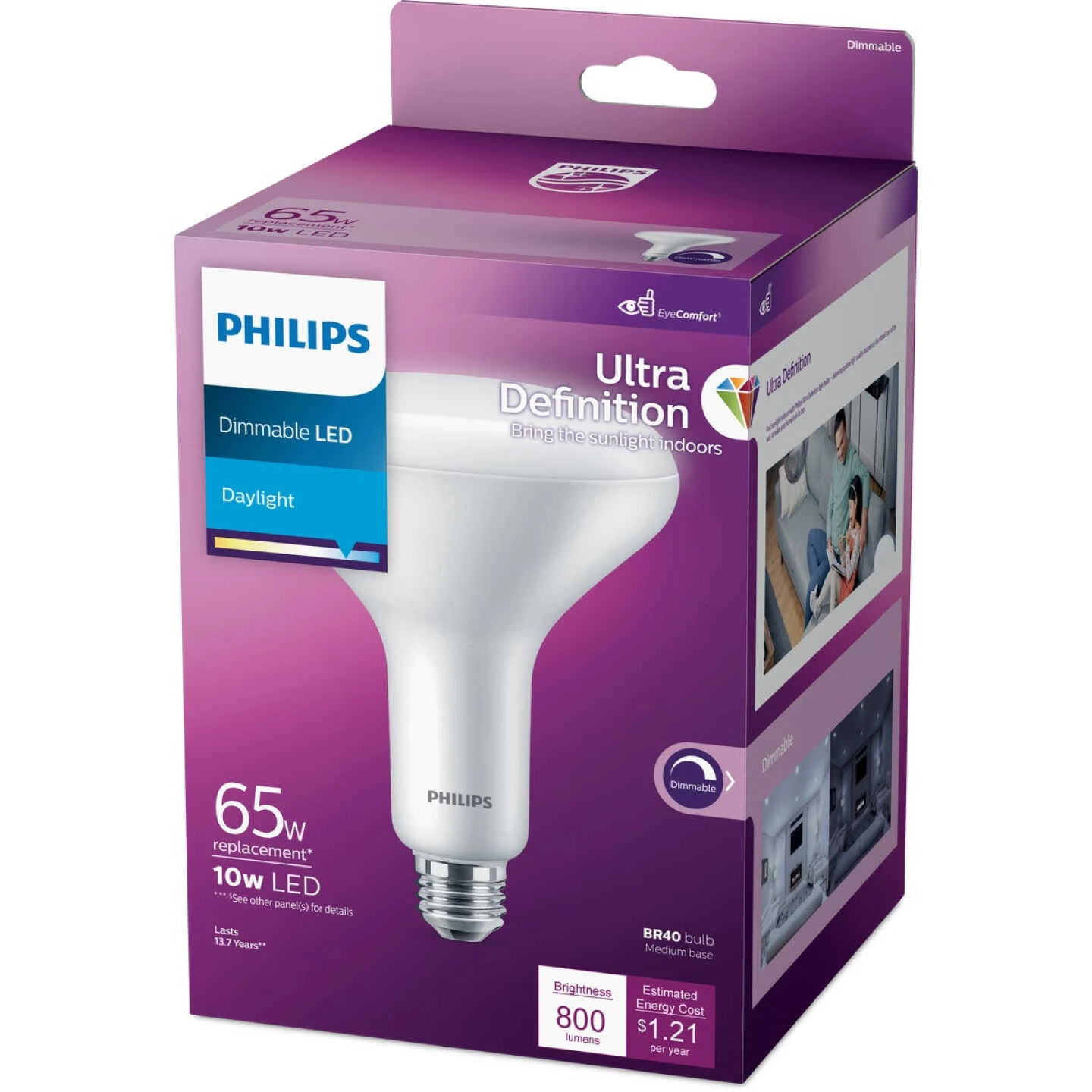 Philips Ultra Definition 65W Equivalent Soft White BR40 Medium Dimmable LED Floodlight Light Bulb 6 Philips Ultra Definition 65W Equivalent Soft White BR40 Medium Dimmable LED Floodlight Light Bulb - Image 4