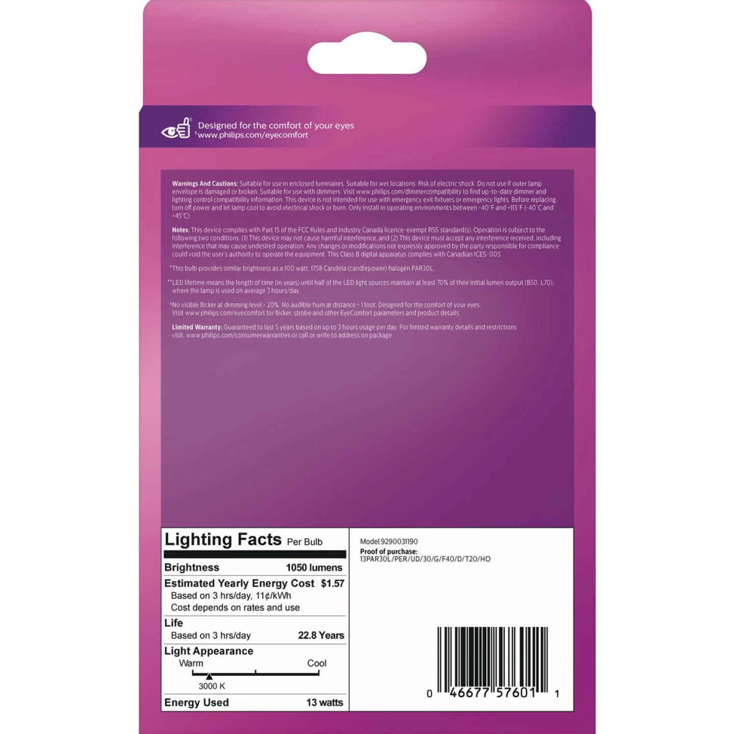 Philips Ultra Definition 100W Equivalent Bright White PAR30L Medium Dimmable LED Floodlight Light Bulb 7 Philips Ultra Definition 100W Equivalent Bright White PAR30L Medium Dimmable LED Floodlight Light Bulb - Image 5