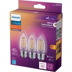 Philips Ultra Definition 40W Equivalent Soft White B11 Medium LED Decorative Light Bulb (3-Pack) -Philips Sales 2024 ItemImage 542536 vgxx2mqtm8csqbjq24vg4z2s