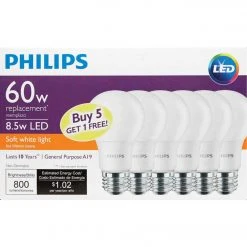 Philips 60W Equivalent Soft White A19 Medium LED Light Bulb (6-Pack) 8 Philips 60W Equivalent Soft White A19 Medium LED Light Bulb (6-Pack) -Philips Sales 2024 ItemImage 542765 q5wcvb 28osj4 31f4dz