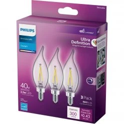 Philips Ultra Definition 40W Equivalent Daylight BA11 Candelabra LED Decorative Light Bulb (3-Pack) -Philips Sales 2024 ItemImage 546894 nvhkxvsrhm7379946j6pp9