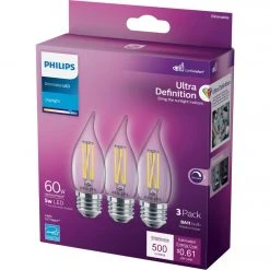 Philips Ultra Definition 60W Equivalent Daylight BA11 Medium LED Decorative Light Bulb (3-Pack) -Philips Sales 2024 ItemImage 548308 9gcfztfmt3f3vtxz6kpcqs