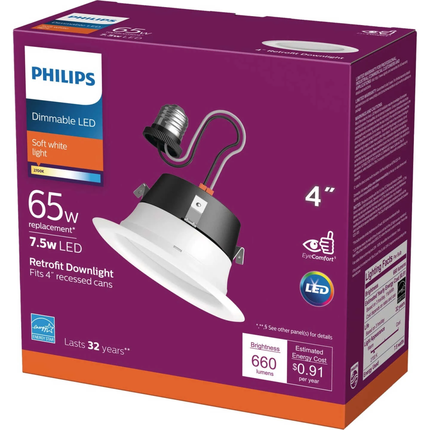 Philips 4 In. Retrofit White LED Recessed Light Kit, Soft White 3 Philips 4 In. Retrofit White LED Recessed Light Kit, Soft White