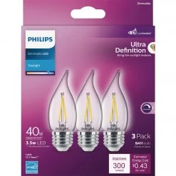 Philips Ultra Definition 40W Equivalent Daylight BA11 Medium LED Decorative Light Bulb (3-Pack) -Philips Sales 2024 ItemImage 556847 sn8b76xvwwgzwj7tw7pcjp7k