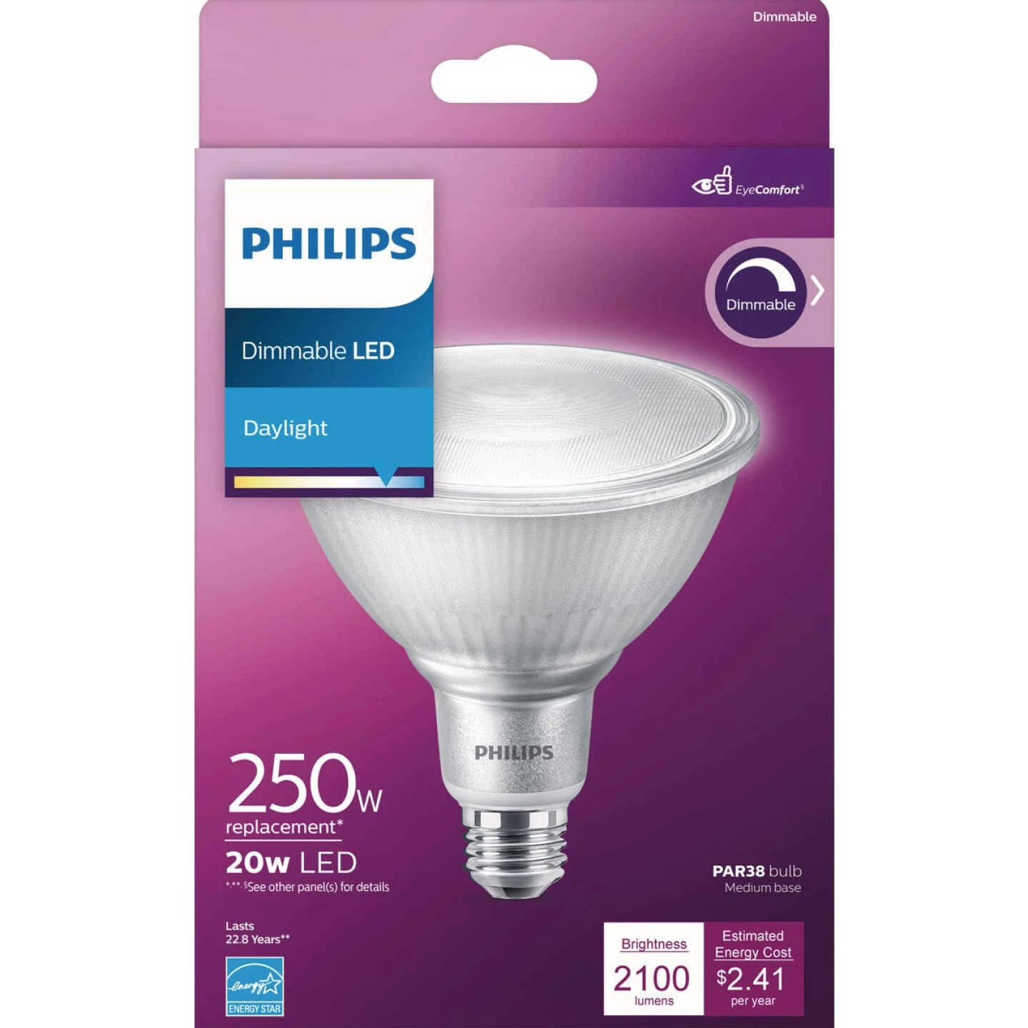 Philips High Output 250W Equivalent Daylight PAR38 Medium Dimmable LED Floodlight Light Bulb 4 Philips High Output 250W Equivalent Daylight PAR38 Medium Dimmable LED Floodlight Light Bulb - Image 2