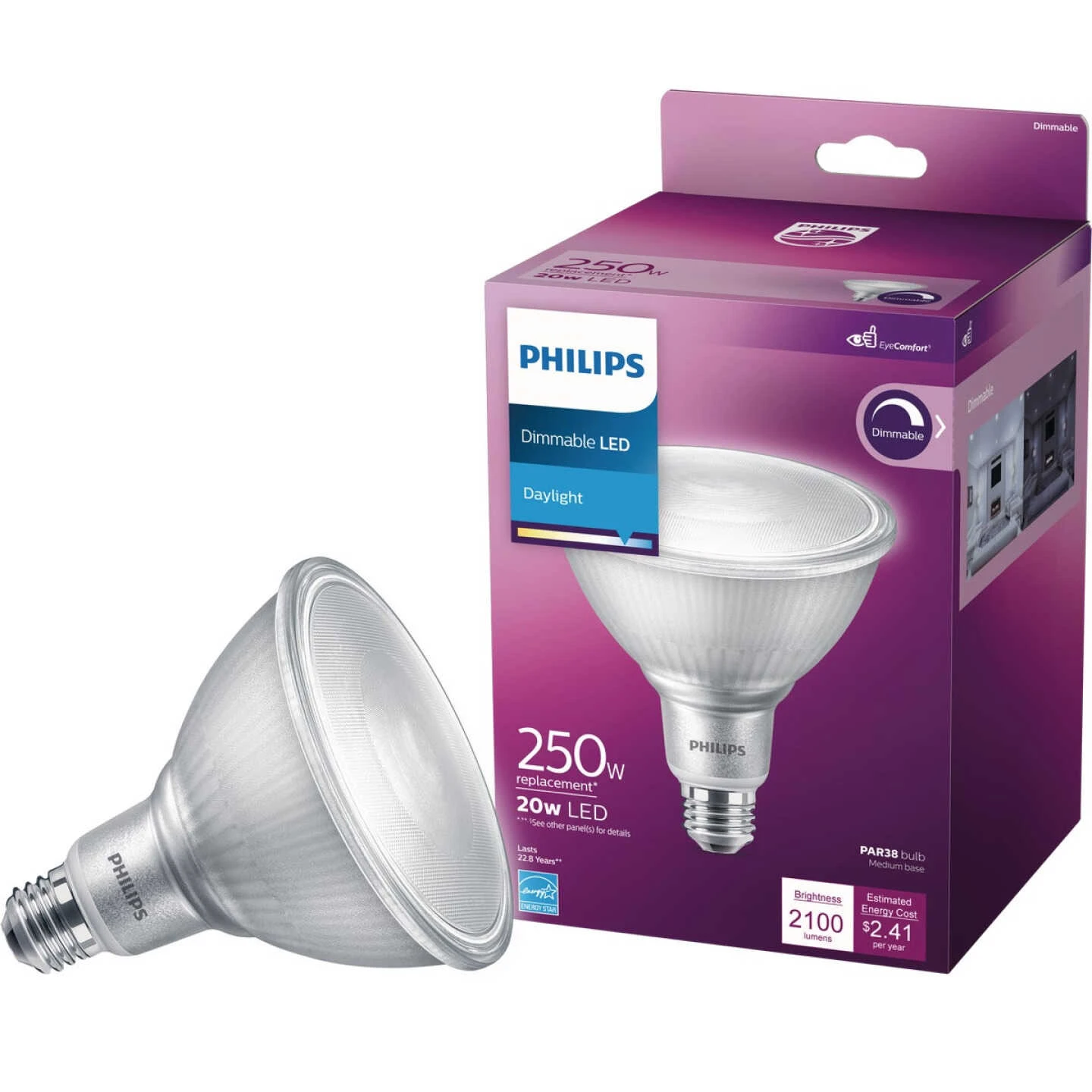 Philips High Output 250W Equivalent Daylight PAR38 Medium Dimmable LED Floodlight Light Bulb 3 Philips High Output 250W Equivalent Daylight PAR38 Medium Dimmable LED Floodlight Light Bulb
