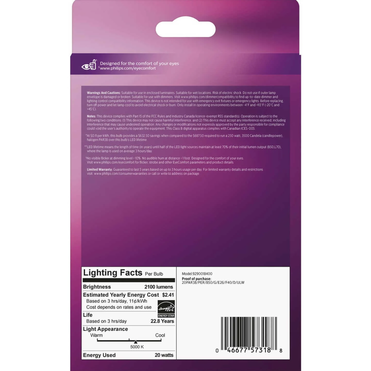 Philips High Output 250W Equivalent Daylight PAR38 Medium Dimmable LED Floodlight Light Bulb 7 Philips High Output 250W Equivalent Daylight PAR38 Medium Dimmable LED Floodlight Light Bulb - Image 5