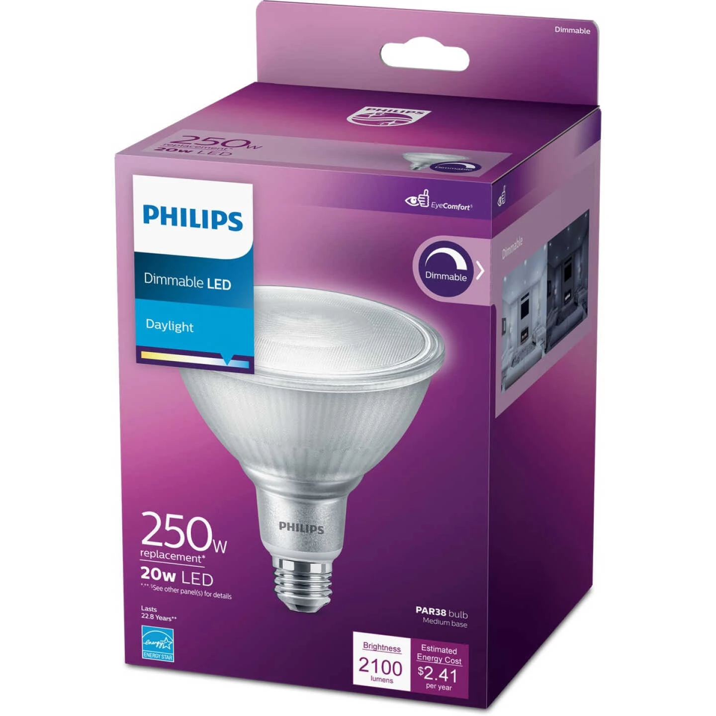 Philips High Output 250W Equivalent Daylight PAR38 Medium Dimmable LED Floodlight Light Bulb 6 Philips High Output 250W Equivalent Daylight PAR38 Medium Dimmable LED Floodlight Light Bulb - Image 4