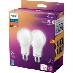 Philips Ultra Definition Warm Glow 75W Equivalent Soft White A21 Medium LED Light Bulb (2-Pack)