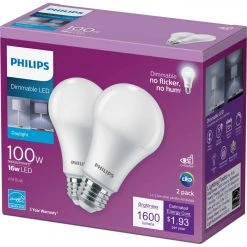 Philips 100W Equivalent Daylight A19 Medium Dimmable LED Light Bulb (2-Pack) -Philips Sales 2024 ItemImage 559488 q9k2z6 7wd51c b2fcg7
