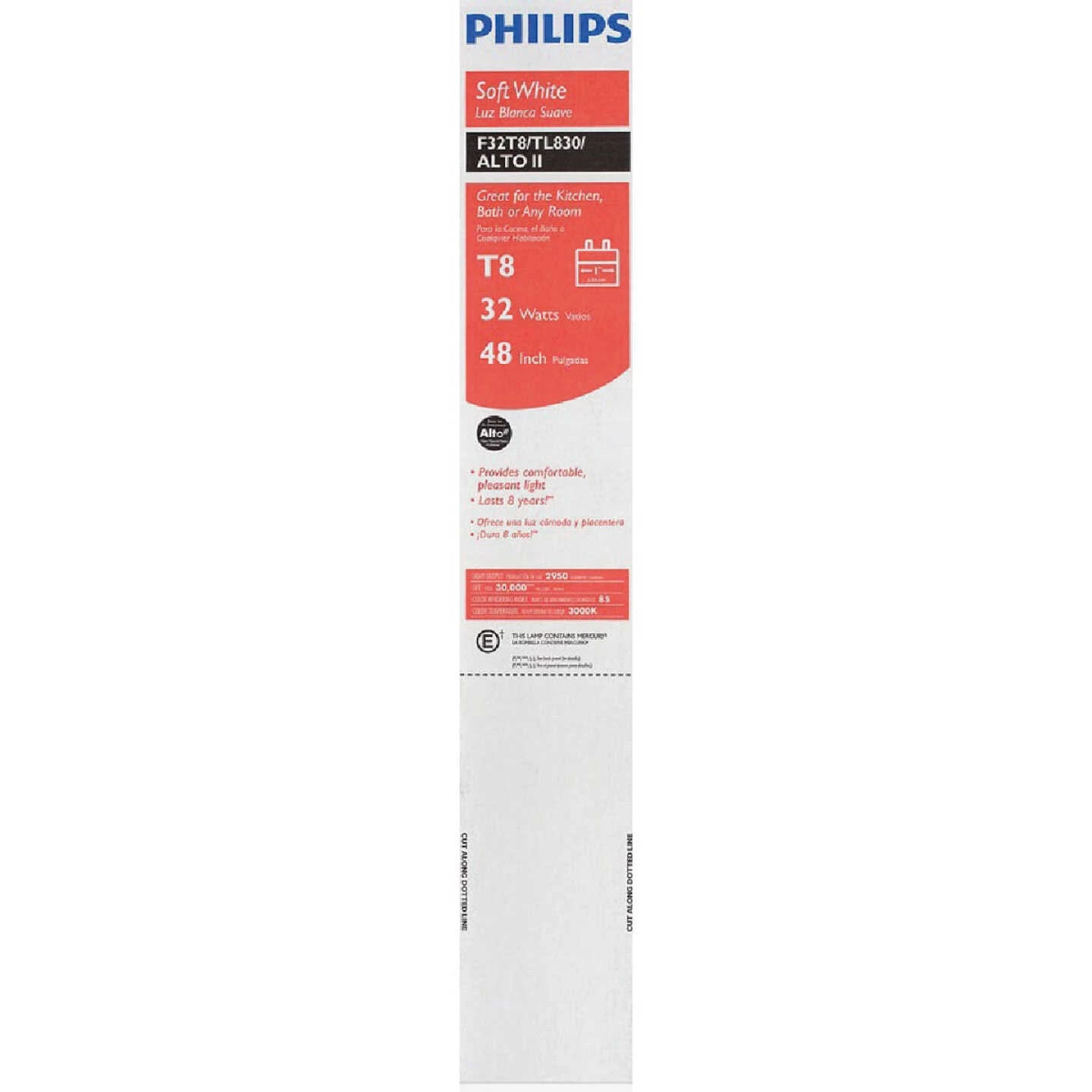 Philips ALTO 32W 48 In. Bright White T8 Medium Bi-Pin Fluorescent Tube Light Bulb (2-Pack) 4 Philips ALTO 32W 48 In. Bright White T8 Medium Bi-Pin Fluorescent Tube Light Bulb (2-Pack) - Image 2