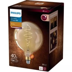 Philips Vintage 40W Equivalent Amber G63 Medium LED Decorative Light Bulb -Philips Sales 2024 ItemImage 561987 7rpspvzhw65rvppshctxx7g