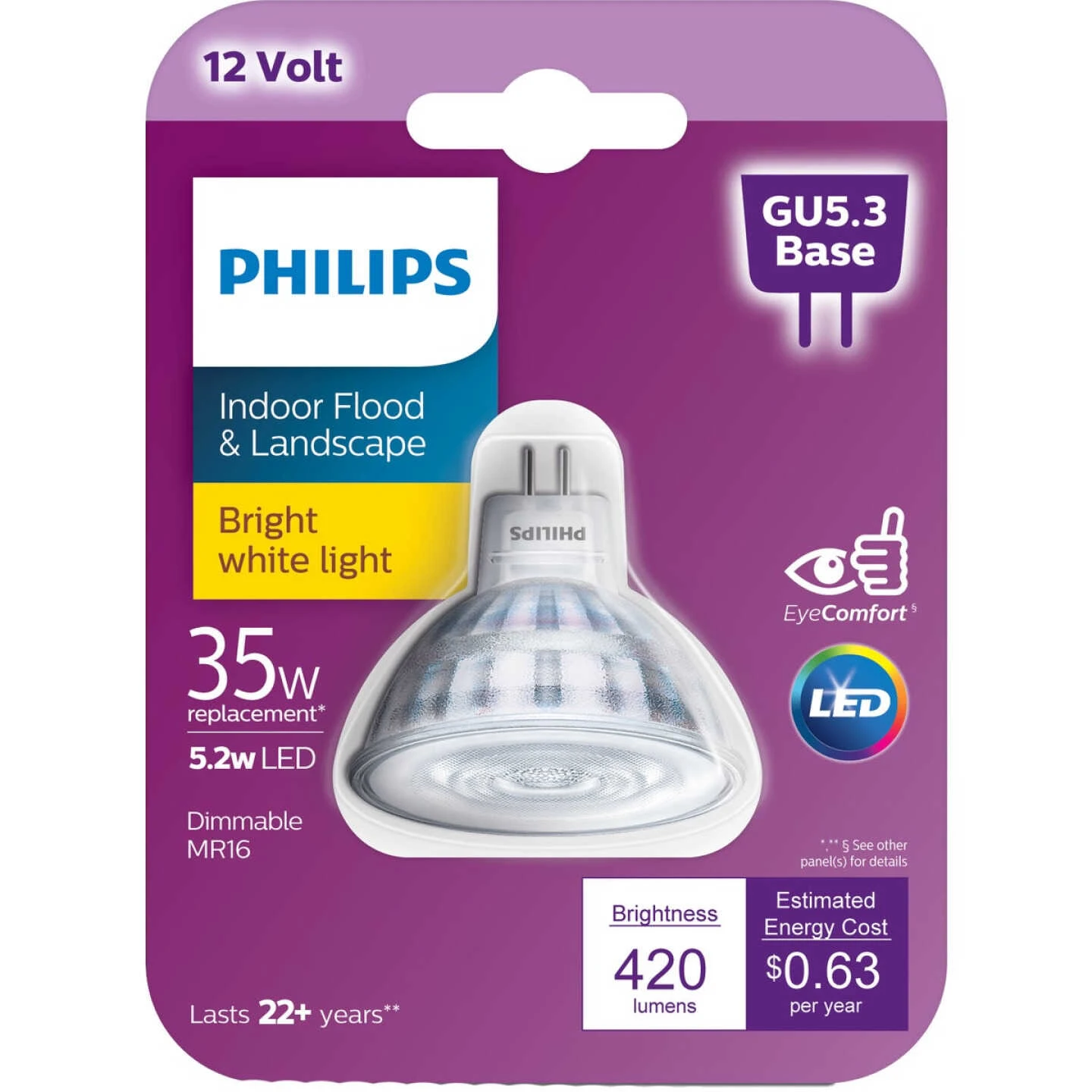 Philips 35W Equivalent Bright White MR16 GU5.3 LED Spotlight Light Bulb 3 Philips 35W Equivalent Bright White MR16 GU5.3 LED Spotlight Light Bulb